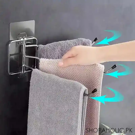 180 degree rotating bathroom wall hook towel rail main image