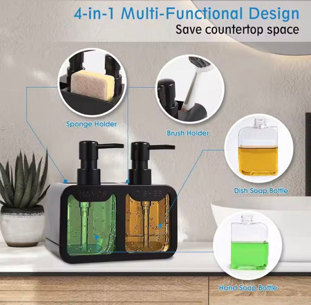 4 in 1 manual press liquid dish and hand soap dispenser image 2
