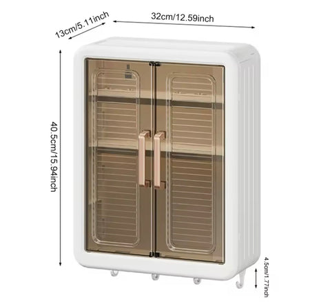 multilayer bathroom storage cabinet with hooks image 12