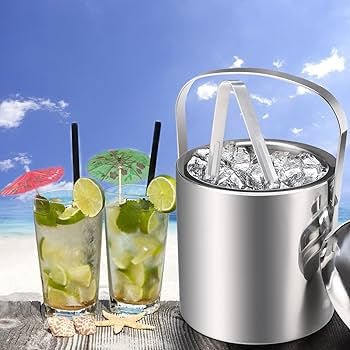 stainless steel ice bucket with tong image 3