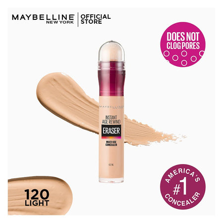 Maybelline New York Instant Eraser 12HR Multi-use 2-in-1 Concealer & Treatment, Full Coverage - 120 Light - Image 2