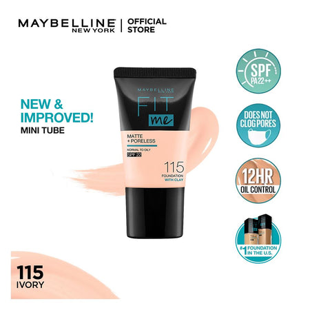 Maybelline New York Fit Me Matte + Poreless Liquid Foundation, 115, Ivory, 18ml - Main Image