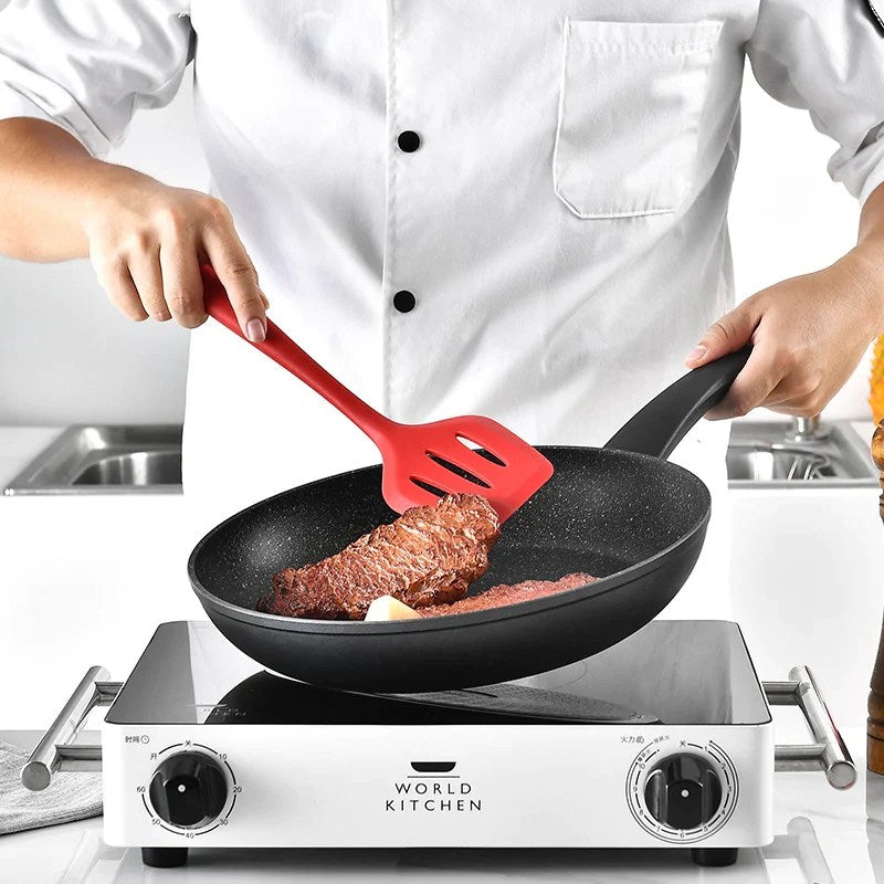 Durable Silicone Flipper Spatula for Safe Non-Stick Pan Cooking (3 Hole). main image