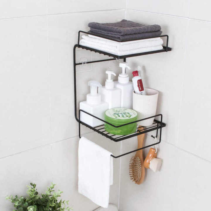 Multipurpose Double Layer Wall Mounted Shelf Rack for Bathroom & Kitchen main image