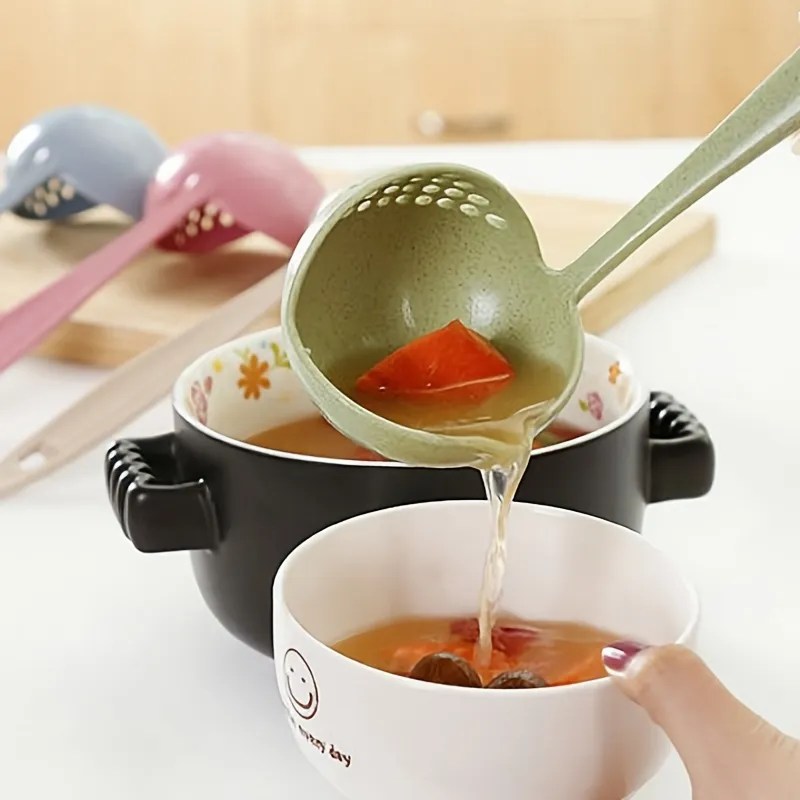 2 in 1 Spoon Strainer Long Handle Soup Spoons Cute Tableware image 3