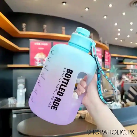 2.2l large capacity travel motivational water bottle with time marker image2