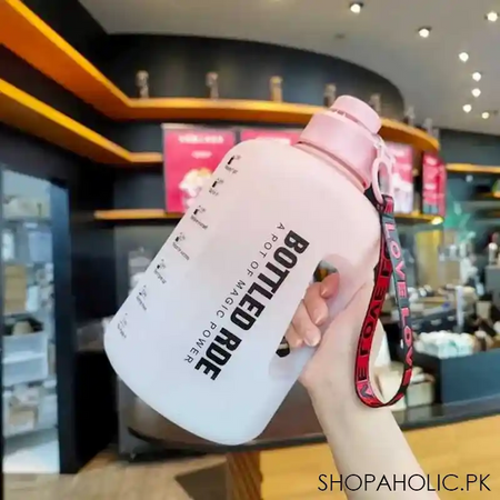 2.2l large capacity travel motivational water bottle with time marker image3