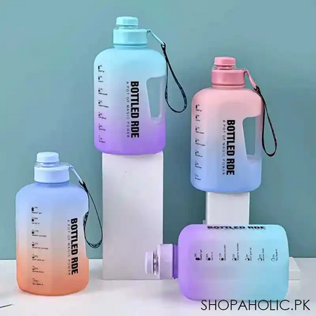 2.2l large capacity travel motivational water bottle with time marker image4