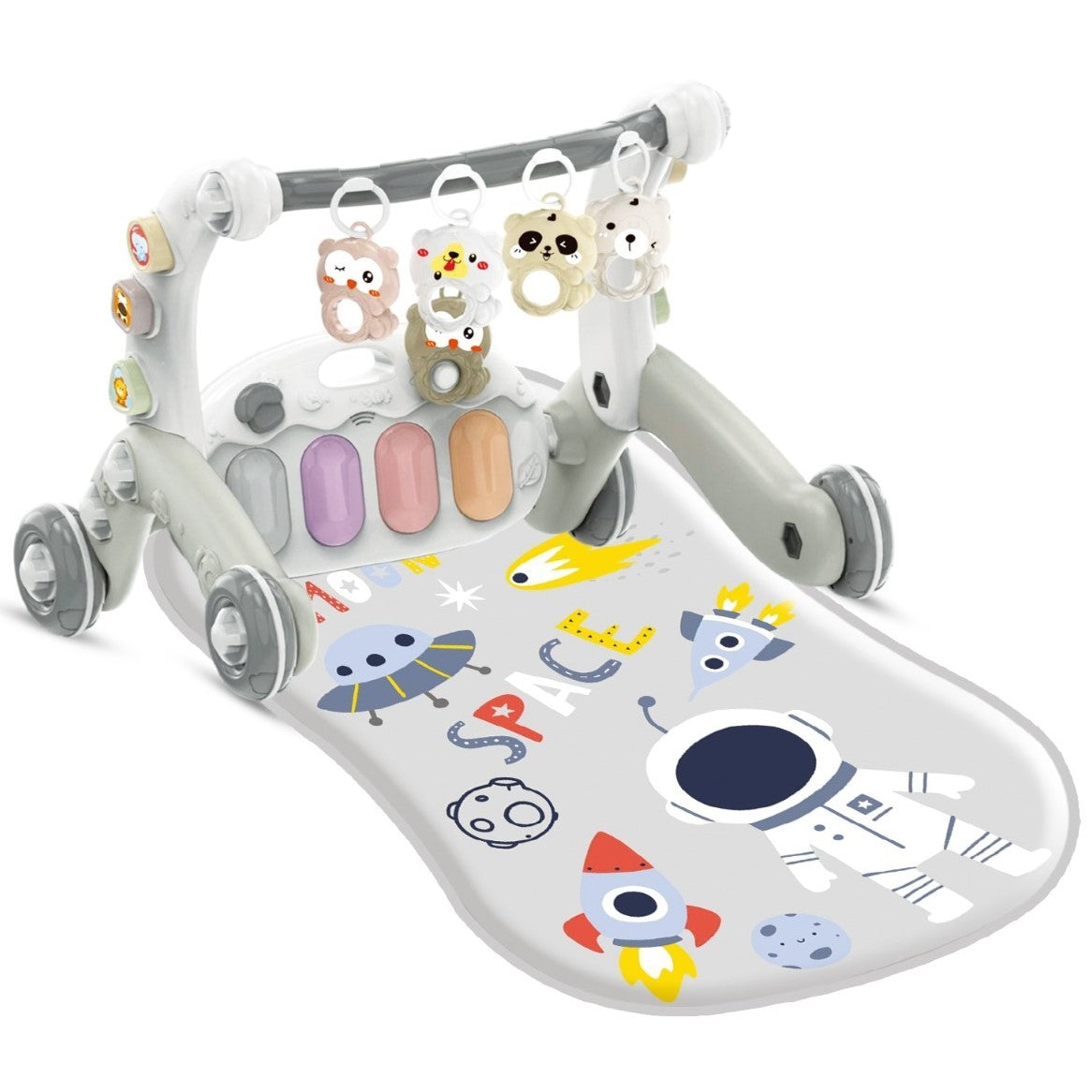 Joyous 2 in 1 Baby Musical Piano Play Mat With Push Walker Grey