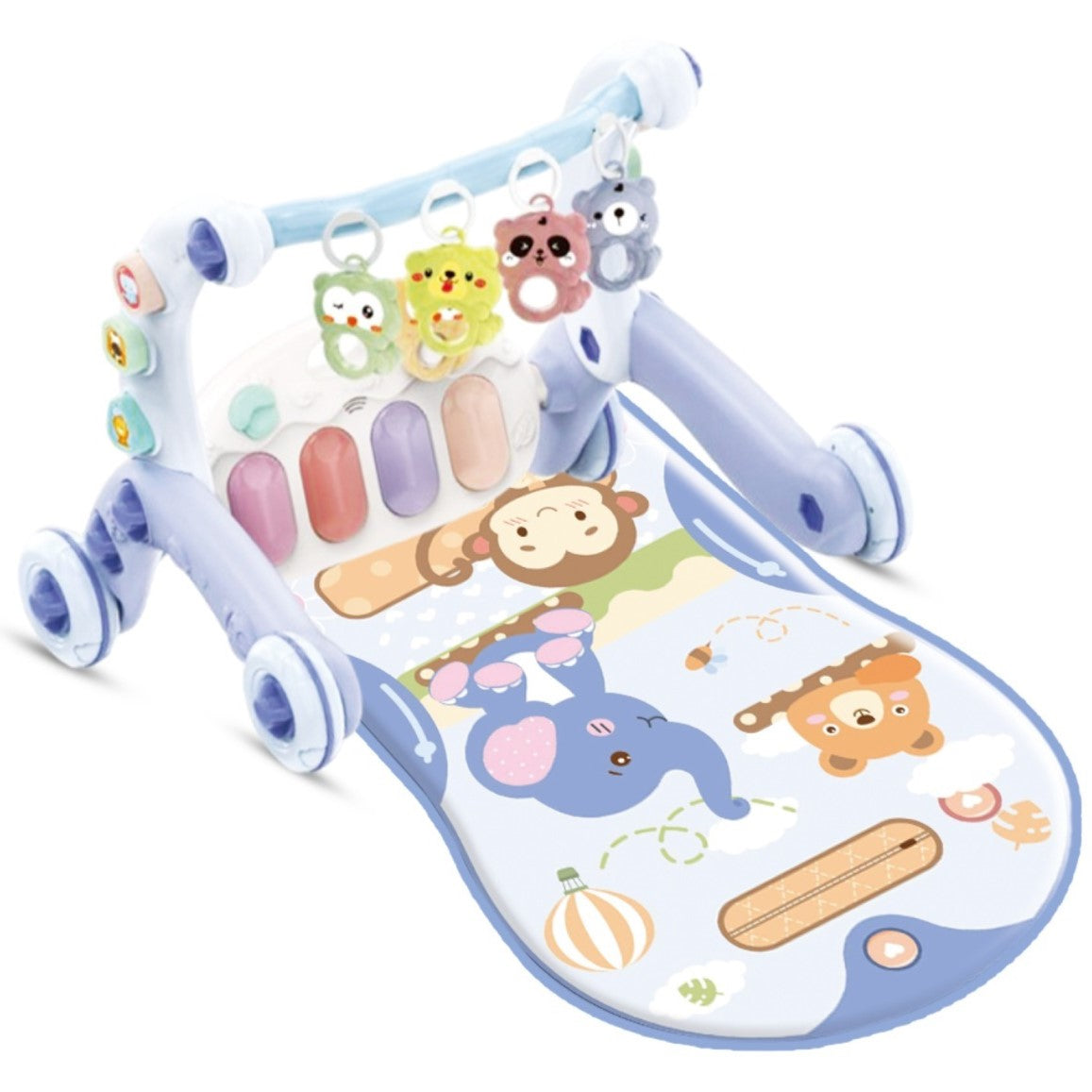 Joyous 2 in 1 Baby Musical Piano Play Mat With Push Walker Grey
