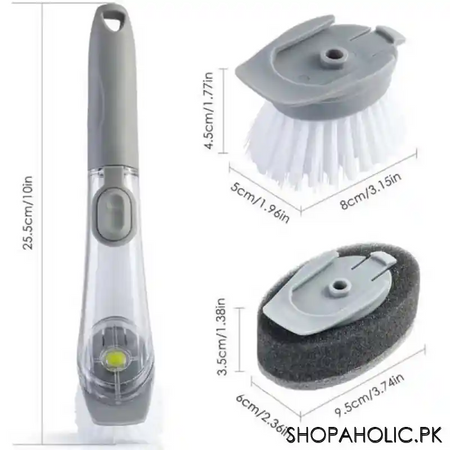 2 in 1 auto soap long handle dishwashing sponge and brush set image2