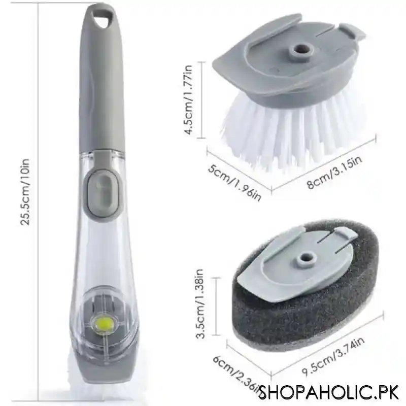 2 in 1 auto soap long handle dishwashing sponge and brush set image2