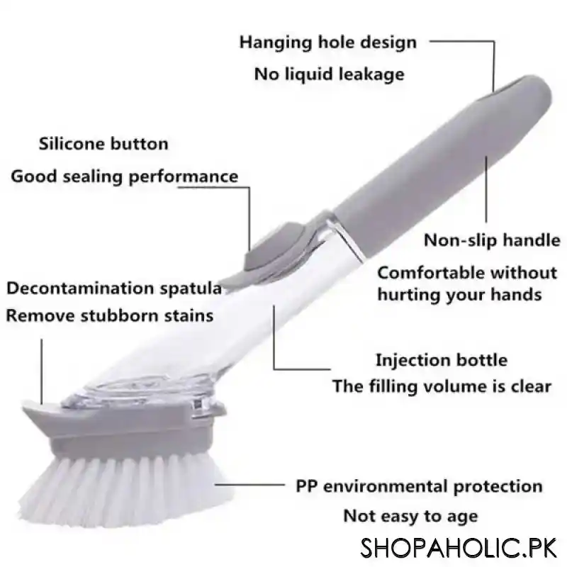 2 in 1 auto soap long handle dishwashing sponge and brush set image4