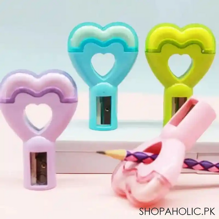 2 in 1 lovely heart shape sharpener with eraser image2