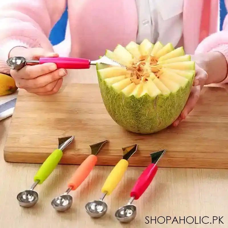 2 in 1 melon baller scoop and carving cutter knife spoon image4
