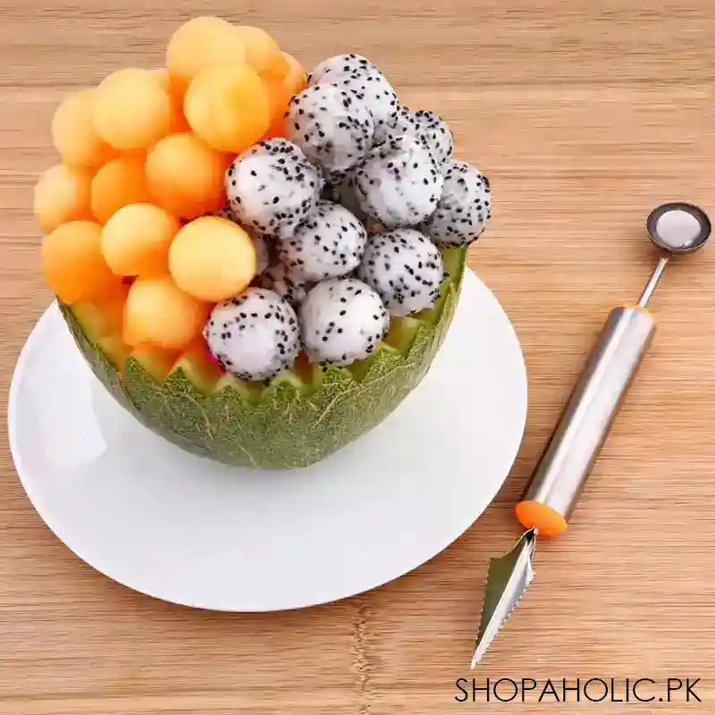 2 in 1 melon baller scoop and carving cutter knife spoon image5
