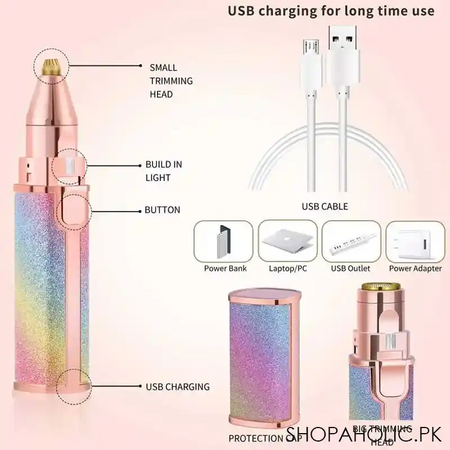 2 in 1 rechargeable eyebrow trimmer and facial hair remover trimmer for women image2