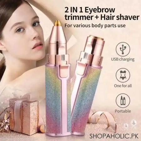 2 in 1 rechargeable eyebrow trimmer and facial hair remover trimmer for women main image