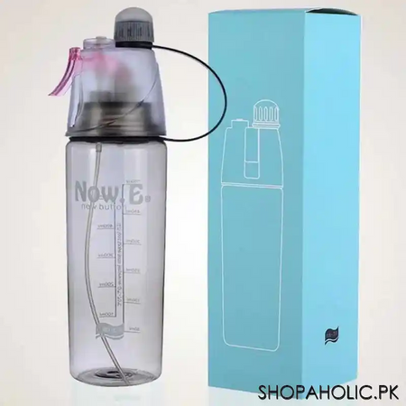 2 in 1 sports spray water drinking bottle 600ml image2