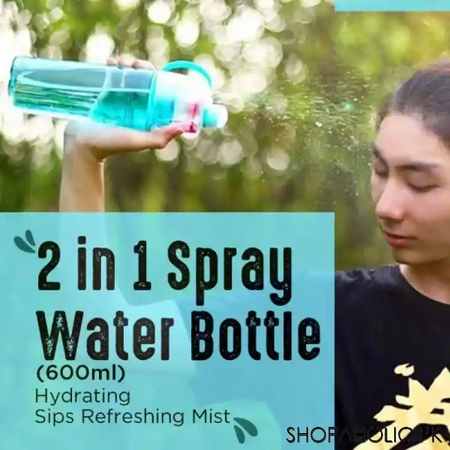 2 in 1 sports spray water drinking bottle 600ml main image