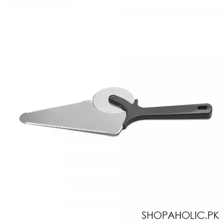 2 in 1 stainless steel cake server with pizza cutter image4