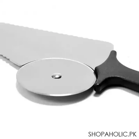 2 in 1 stainless steel cake server with pizza cutter image5