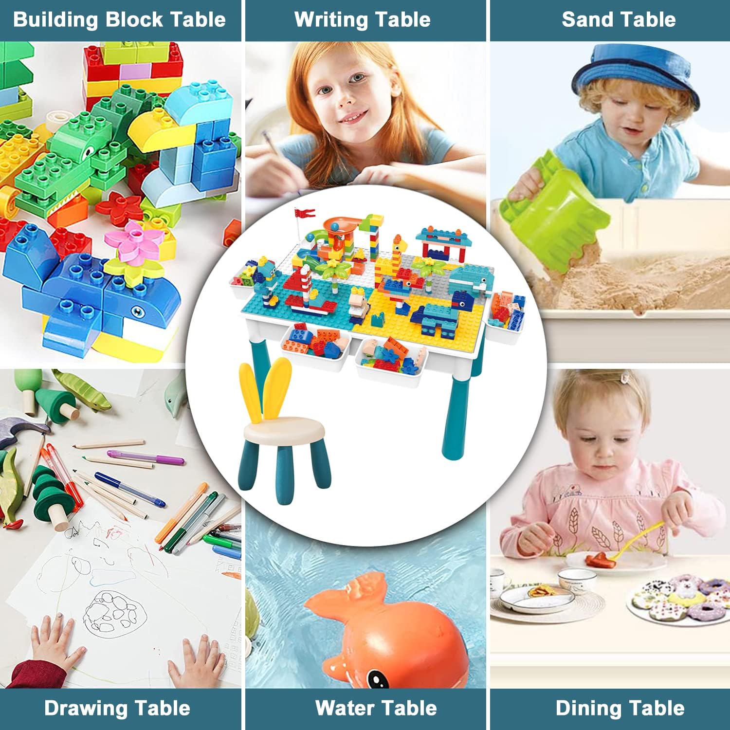 2-in-1 Creative Building Blocks Table (102 Pcs)