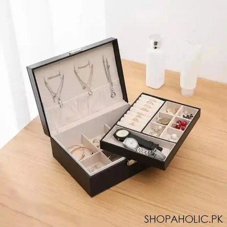 2 layer leather travel jewelry organizer image2
