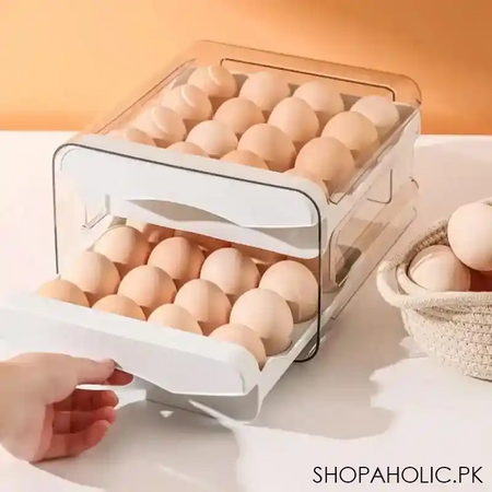 2 layer pull out transparent egg storage box image2