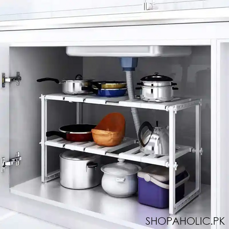 2 tier expandable under sink storage cabinet rack image7