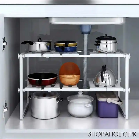 2 tier expandable under sink storage cabinet rack image8