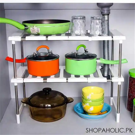 2 tier expandable under sink storage cabinet rack main image