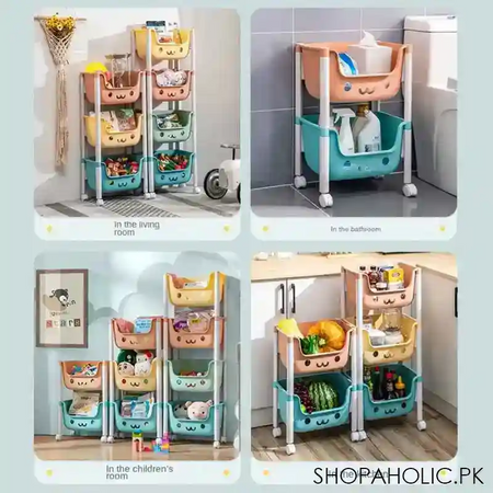2 tier kids toy and accessories storage trolley image2