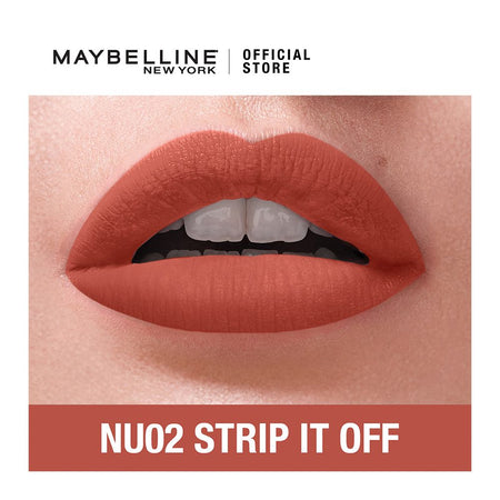 Maybelline New York Sensational Liquid Matte Lip Tint - Long lasting, Lightweight, Soft Matte Liquid Lipstick - Strip it Off - Image 2