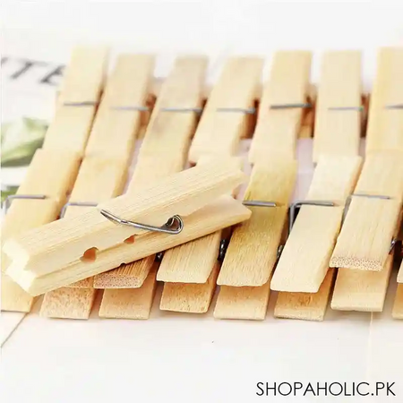 20 bamboo pegs wooden clothes clips image3