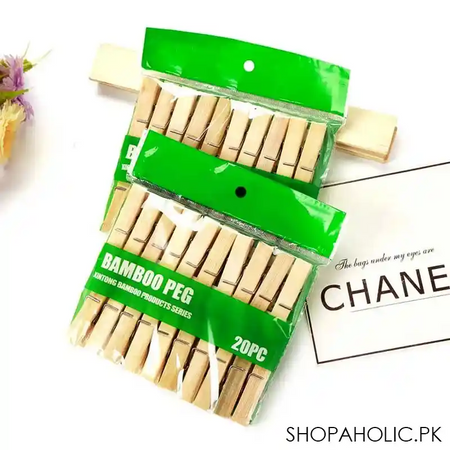 20 bamboo pegs wooden clothes clips image4