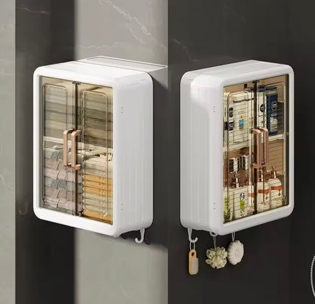 multilayer bathroom storage cabinet with hooks image 11
