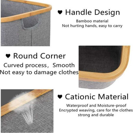 bamboo frame foldable laundry basket image 5