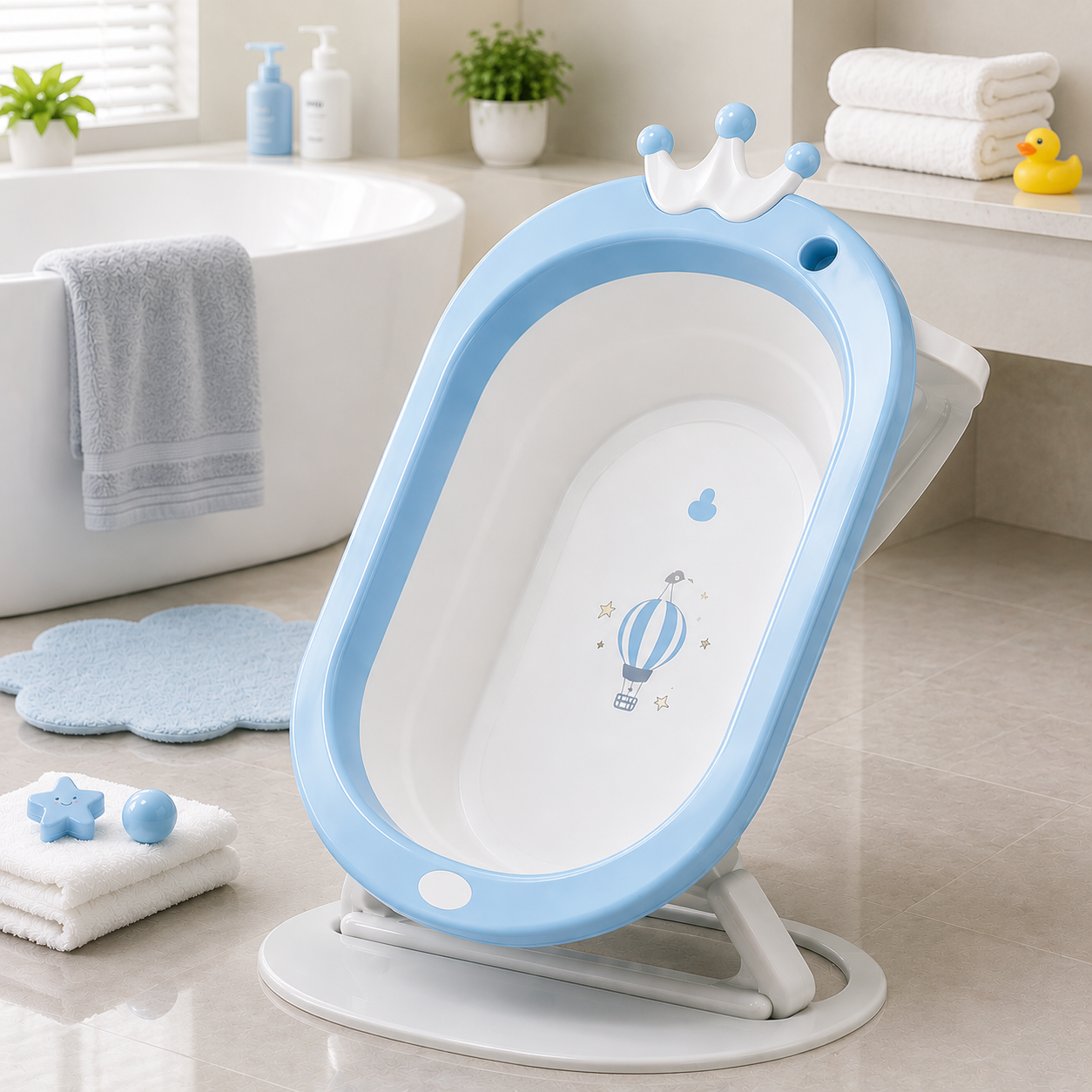 FOLDABLE BABY BATH TUB WITH STAND - BLUE