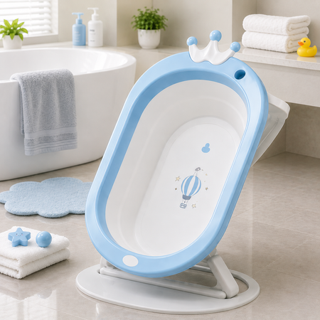 FOLDABLE BABY BATH TUB WITH STAND - BLUE