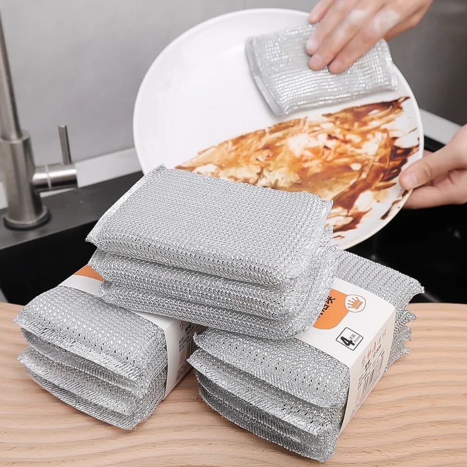 Pack Of 4 Steel Wire Dishwashing Sponge - image 1