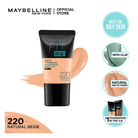 Maybelline New York Fit Me Matte + Poreless Liquid Foundation, 220, Natural Beige - Image 4