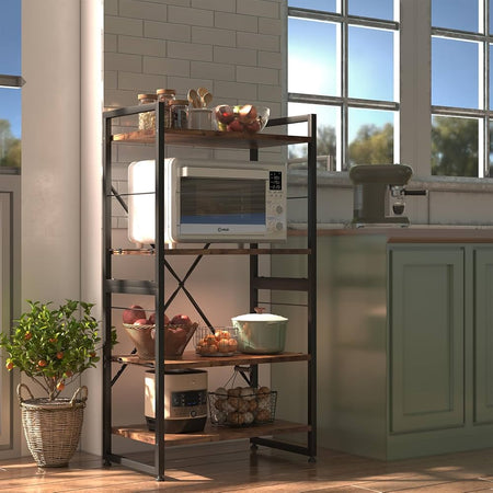 4-tier iron frame wooden bookshelf storage image 2