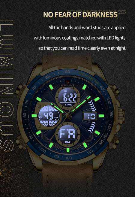 Overfly 9197 Naviforce Analog-Digital Dual Time Chronograph Watch image 8