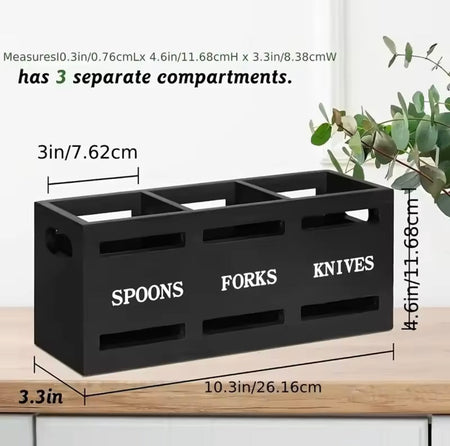 wooden multi compartment cutlery holder image 4
