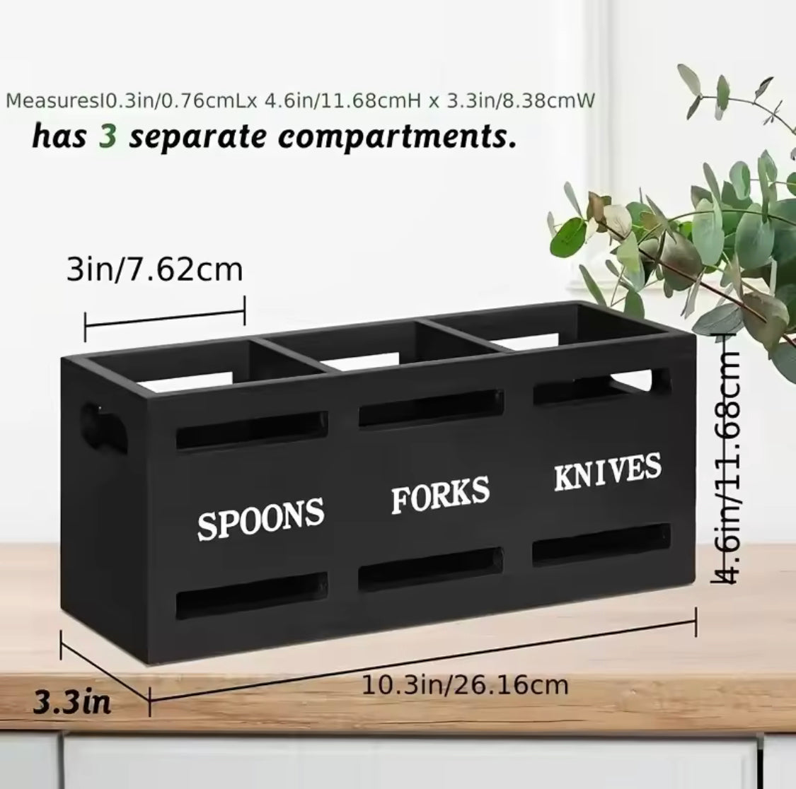 wooden multi compartment cutlery holder image 4