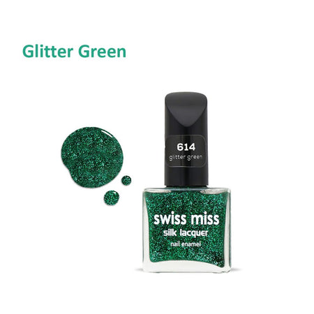 Swiss Miss Silk Lacquer Nail Enamel, 614 Glitter Green - Image 3