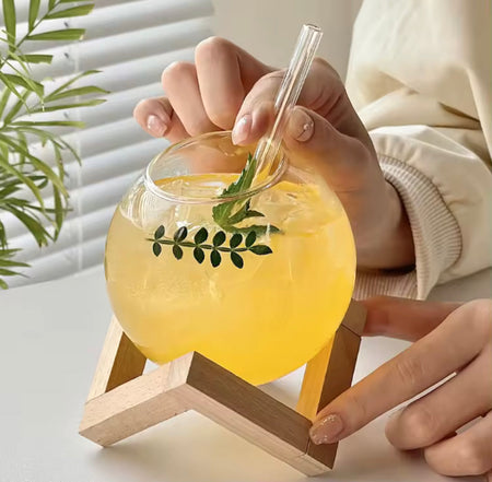 round unique design ball shape glass cup image 9