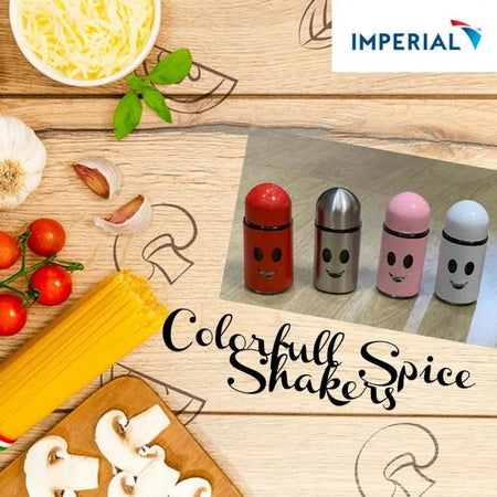 (2 Pcs Set) Salt and Pepper Shaker Set Stainless Steel and Glass New Emoji Style 