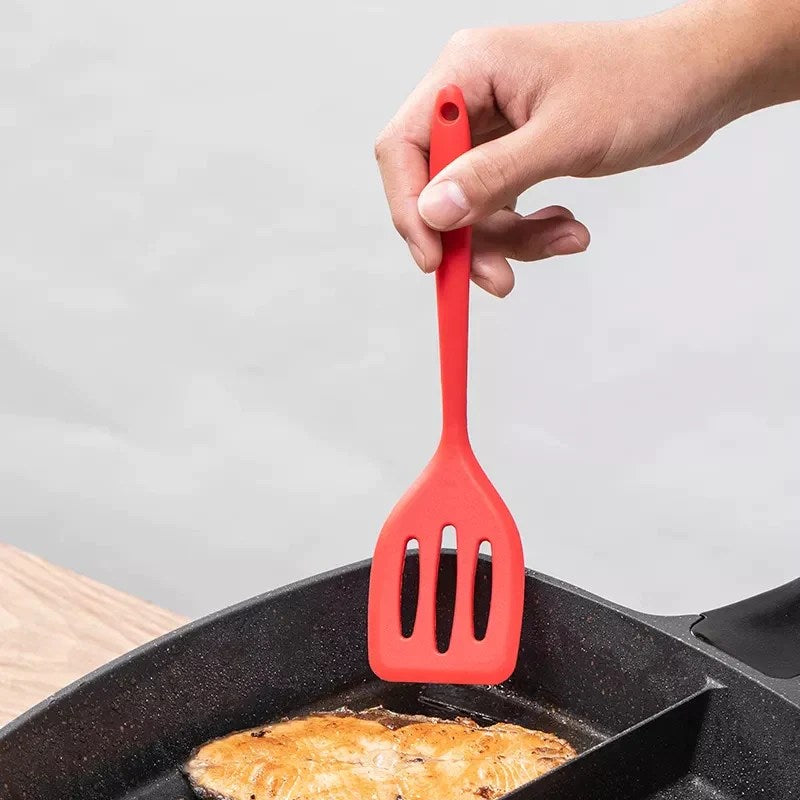 Durable Silicone Flipper Spatula for Safe Non-Stick Pan Cooking (3 Hole). image 3